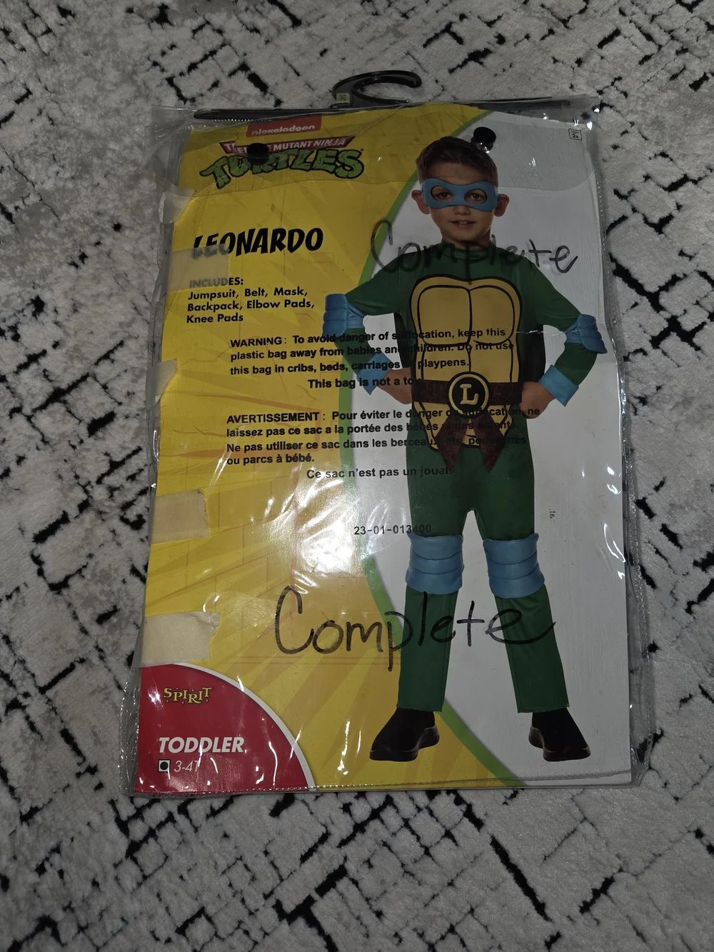 Leonardo Toddler Green Ninja Turtle Costume - Spirit Size 3/4